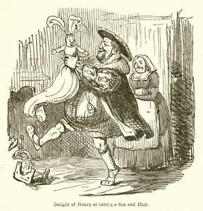 Vreugde van Henry bij het hebben van een zoon en erfgenaam door John Leech