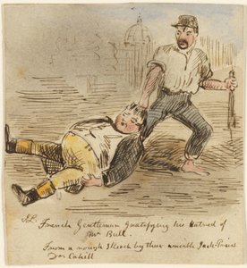 Franse heer bevredigt zijn haat tegen Mr. Bull door John Leech