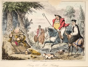 Hendrik VIII op monnikenjacht, uit The Comic History of England, uitgegeven 1864 (handgekleurde ets)