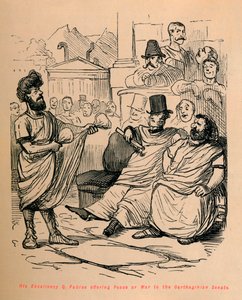 Zijne Excellentie Q. Fabius biedt Vrede of Oorlog aan de Carthaagse Senaat door John Leech