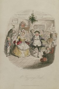 Mr. Fezziwigs Bal, illustratie uit Een Kerstlied door Charles Dickens (1812-1870), uitgegeven 1843
