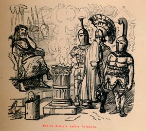 Mucius Scaevola voor Porsenna, 1852 door John Leech