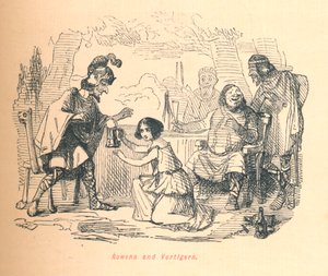 Rowena en Vortigern, ca. 1860 door John Leech