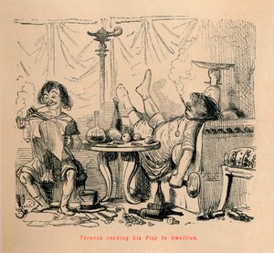 Terentius leest zijn toneelstuk voor aan Caecilius door John Leech