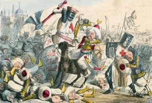 Verschrikkelijk gevecht tussen Richard Leeuwenhart en Saladin door John Leech