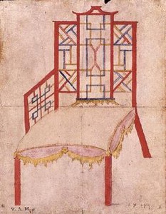 Ontwerp voor Chinoiserie stoel, ca. 1753 door John Linnell