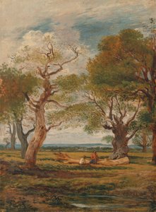 Landschap met figuren door John Linnell