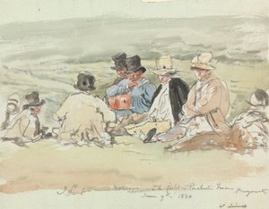 Maaiers in het veld in Porchester Terrace, Bayswater, 9 juni 1830 door John Linnell