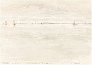 Zeilboten op de Southampton-rivier door John Linnell