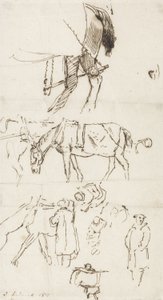 Studies van paarden, mannen en koetsen, 1811