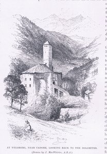 Bij Welsberg, nabij Cadore, terugkijkend naar de Dolomieten, uit The Magazine of Art 1893, Cassell and Company door John MacWhirter