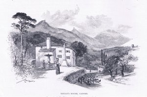 Het huis van Titiaan, Cadore, uit The Magazine of Art 1893, Cassell and Company door John MacWhirter