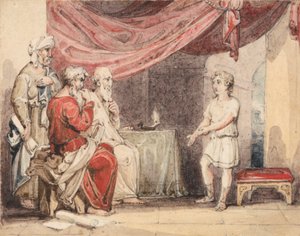 Christus Predikend tot de Ouderen in de Tempel door John Martin