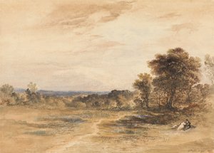 Landschap met verliefd stel door John Martin