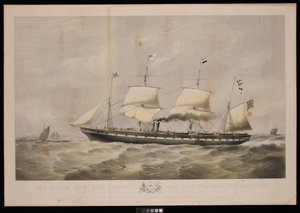 Het stoomschip Great Britain... Eigenaren Messrs Gibbs & Co... Aan de mensen van Groot-Brittannië en de Verenigde Staten van Amerika, Deze plaat is respectvol opgedragen... door John McGahey