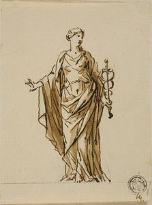 Staande allegorische figuur met caduceus (Vrede?) door John Michael Rysbrack