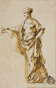 Staande Vrouwelijke Figuur met Rechterhand Opgeheven door John Michael Rysbrack