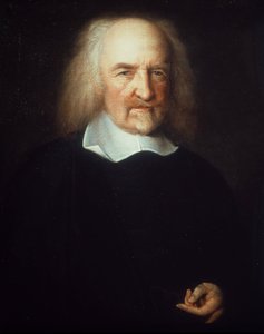 Portret van Thomas Hobbes. Engelse filosoof. - schilderij door John Michael Wright. London National Portrait Gallery