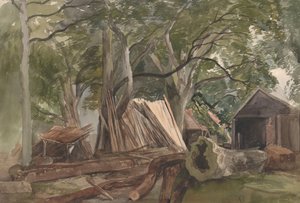 Open plek met een houtzagerij, 1847