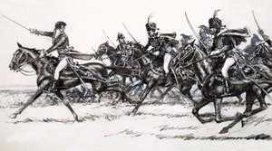 Cavalerie aanval door John Millar Watt