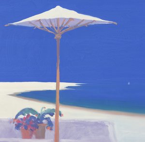 Jacht die het terras passeert, 1999 door John Miller