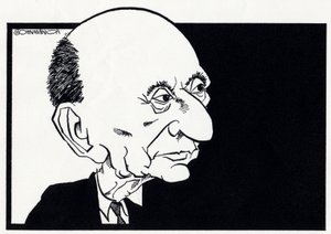 Arnold Schönberg, karikatuur door John Minnion