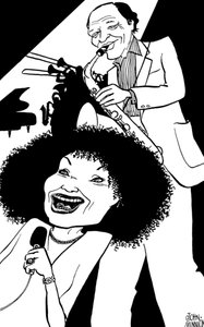 Cleo Laine en Sir John Dankworth Dame Cleo Laine, Lady Dankworth, geboren Clementina Dinah Campbell door John Minnion