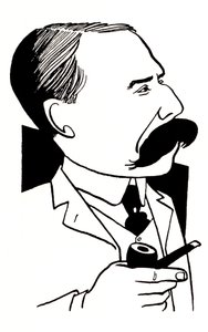 Edward Elgar - karikatuur met pijp door John Minnion