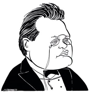 Max Reger - karikatuur van de Duitse componist door John Minnion