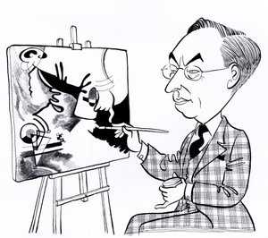 Vassily ( Wassily ) Kandinsky, karikatuur met ezel door John Minnion