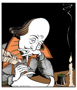 William Shakespeare schrijft een toneelstuk door John Minnion