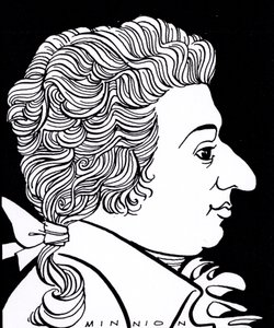 Wolfgang Amadeus Mozart - karikatuur door John Minnion