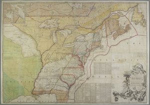 Een kaart van de Britse koloniën in de Verenigde Staten