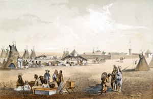 Fort Union, en distributie van goederen aan de Assiniboins, uitgegeven 1860
