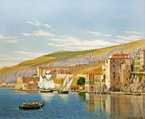 Uitzicht op Villefranche-sur-Mer, Frankrijk