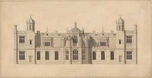 Corsham Court, Wiltshire: Elevatie van de noordelijke gevel door John Nash