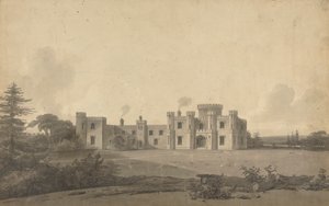 Ontwerp voor Knepp Castle, Sussex: Perspectief door John Nash