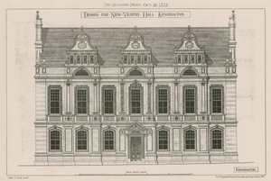 Ontwerp voor nieuwe vestry hall, Kensington, Londen door John Oldrid Scott
