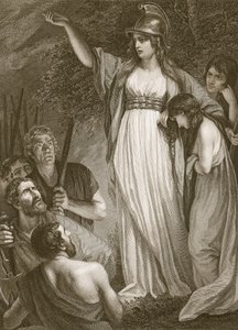 Boadicea toespreekt de Britten, gegraveerd door Sharp, illustratie uit David Hume