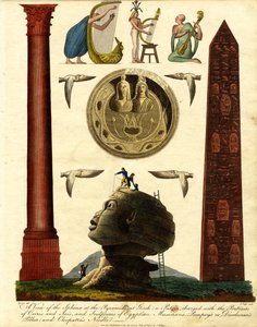 Uitzicht op de Sfinx bij de Piramiden in Gizeh: een Patera beladen met de Portretten van Osiris en Isis;en Sculpturen van Egyptische Muzikanten;Pompey