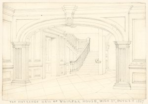 De ingangshal van Fairfax House, High Street, Putney, Londen