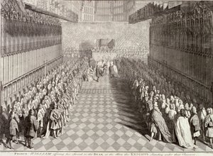 Kroning van Willem III in Westminster Abbey, Londen, 1689, ca. 1689 door John Pine