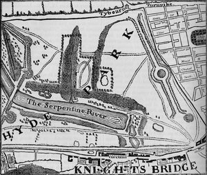 Kaart van Hyde Park, Londen, 1748 door John Pine