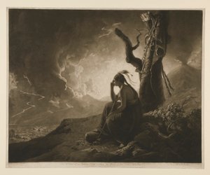 De weduwe van een Indiaanse hoofdman die de wapens van haar overleden echtgenoot bewaakt door John Raphael Smith