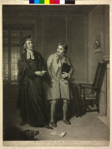 William Parsons als "Sheepface" in het hoofd "De Dorpsadvocaat" door John Raphael Smith