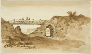 Tijdelijke brug op de Coronation Road tegenover de New Gaol, c.1821