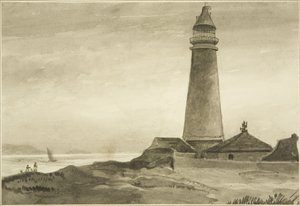De Flat Holm vuurtoren door John Reverend Eden