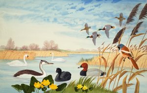 Natuurscène (gouache op papier)