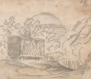 Een Sarcofaag Achter een Koepelgebouw door John Robert Cozens