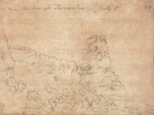 Van de herberg in Terracina door John Robert Cozens